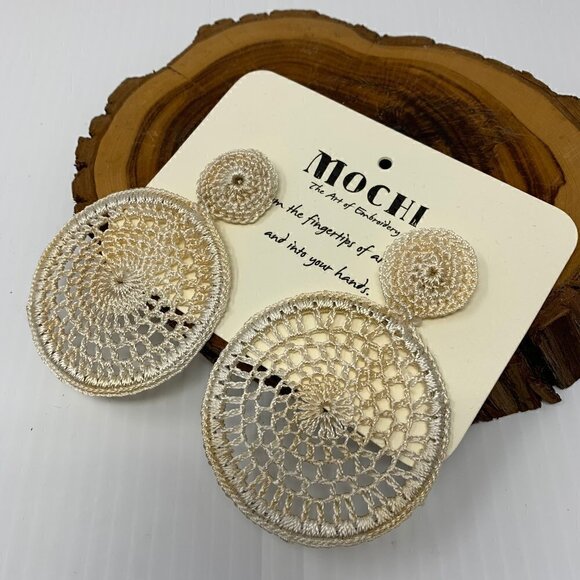 Mochi Earrings Crochet Hoop Pierced Dreamcatcher Boho - Picture 5 of 11